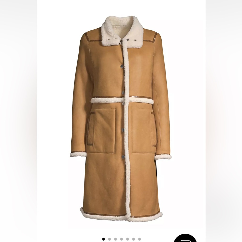 Tory Burch Reversible Shearling Coat Jacket Small Leather